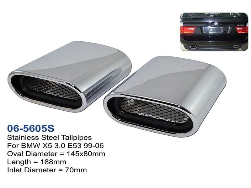 BMW X5 Mk1 (E53) '00'06 BMW X5 3.0 Edelstahl Auspuffblende Endrohre Satz