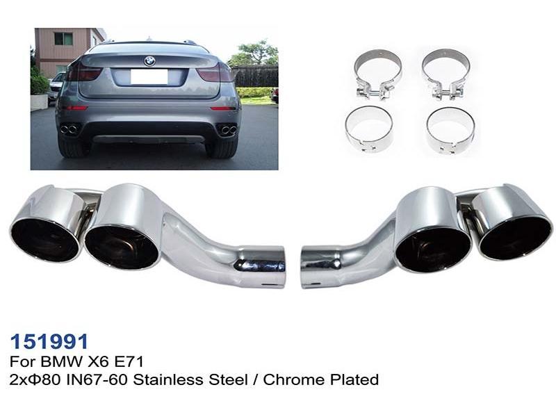 Silver Stainless V8 Look Exhaust Mufflers Cover Trim For BMW X6 G06 2020-2021 2X