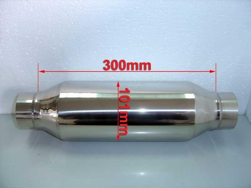 Auspuff Schalldämpfern: Universal Edelstahl Auspuff Schalldämpfer Mittig  Rund 101mm L300 IN60