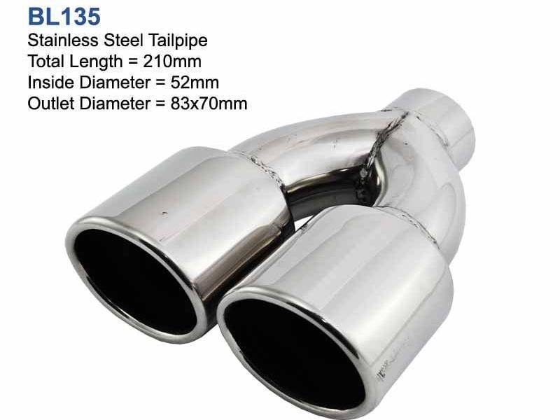 CHROM EDELSTAHL MASSIV AUSPUFFBLENDE SPORTAUSPUFF TUNING DOPPELROHR UNIVERSAL 