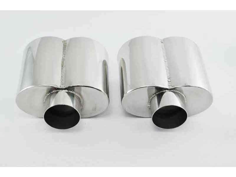 TERMINALE DI SCARICO TONDO DOPPIA USCITA 76 Mm AUTO CI-01 INGRESSO 33>50mm EVOKE IN ACCIAIO CROMATO FINALINO ESTETICO - Foto 5