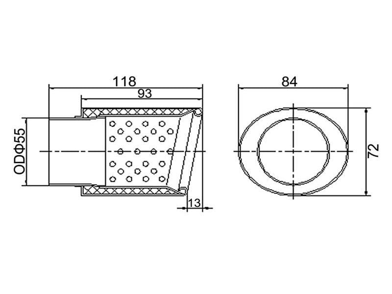 Exhaust Tips Universal Stainless Steel Exhaust Tip Oval 84x72 L118 IN55