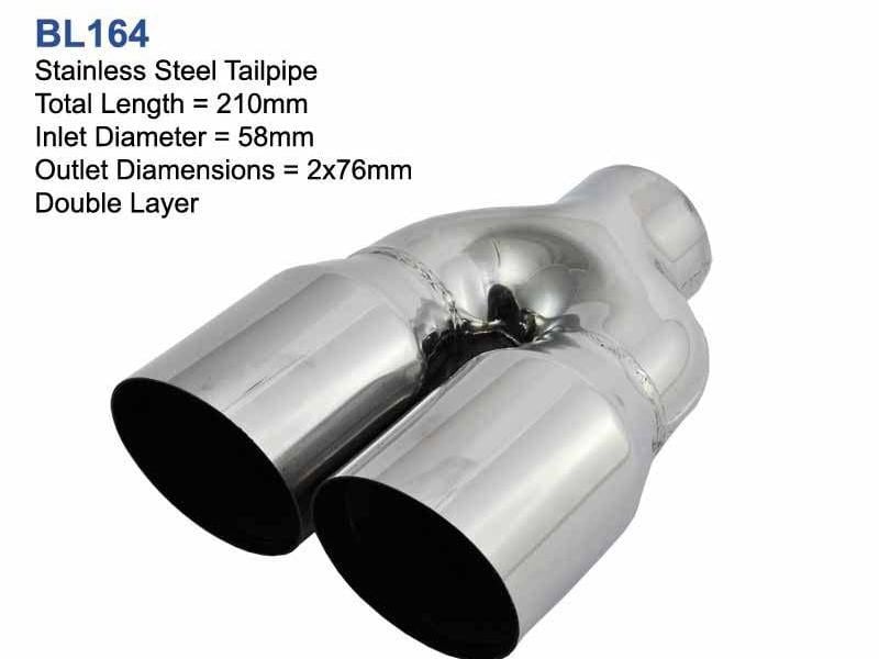 Exhaust Tips Universal Stainless Steel Exhaust Tip Round Dual 76mm