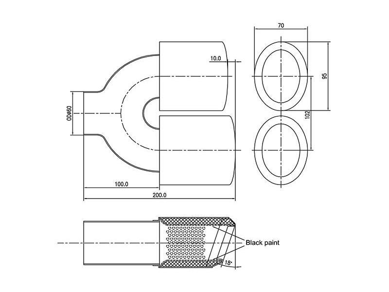 Exhaust Tips Universal Stainless Steel Exhaust Tip Dual Slant 95x70