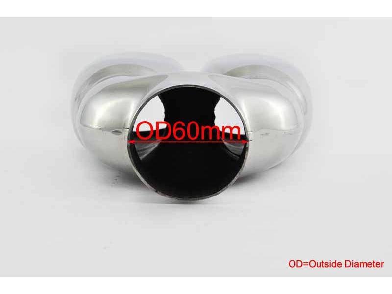 Cola escape doble MT008, universal, en acero inoxidable