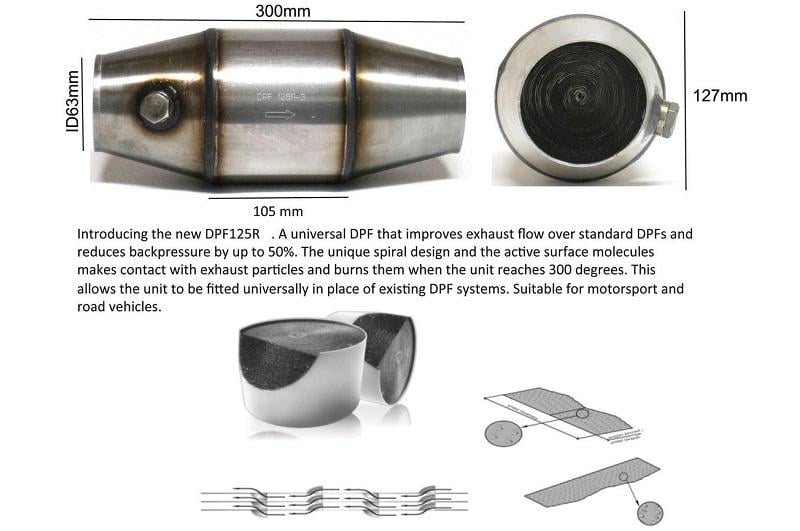 Diesel Particulate Filters Universal DPF Metallic High Flow D127 L300 ID63.5