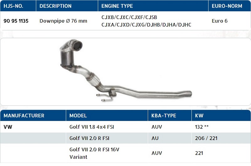 Audi A3 Mk3 8v 13 Hjs Exhaust Downpipe Euro 6 Vw Golf 7 R Audi S3 2 0 Vag Skoda Seat