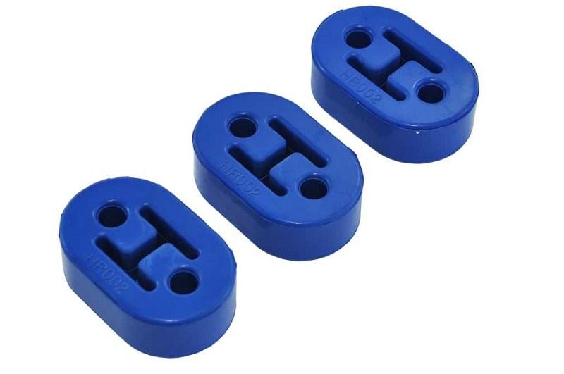 Auspuff Gummilager/Halterung: Gummi Halterung für Auspuff Schalldämpfern 2  Löcher 10mm Blau