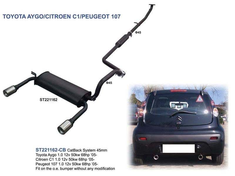 Sport EXHAUST EXHAUST FOR TOYOTA AYGO CITROEN c1 Peugeot 107 1.0 12v st221167 
