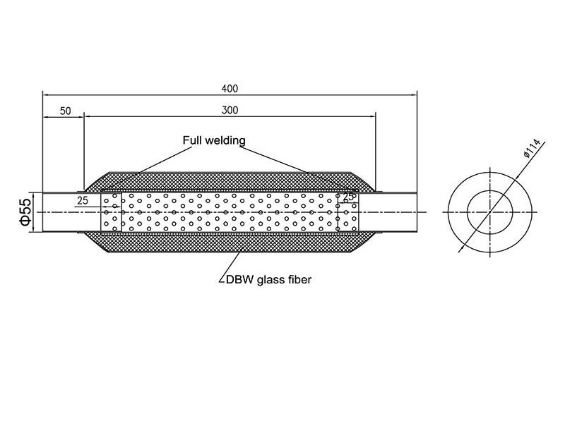 Exhaust Mufflers Universal Stainless Steel Exhaust Muffler Round D114