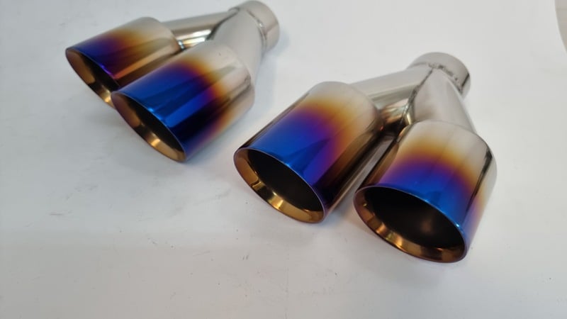 62 mm Exhaust Tips Stainless Steel Car Exhaust Tailpipe Double Slanted  Outlet Tailpipe Colour Blue : : Automotive