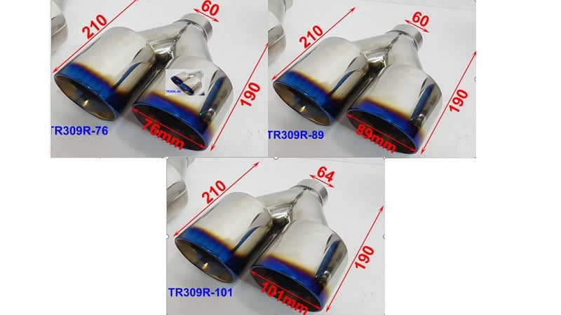 Stainless Steel Exhaust Tip Double Wall Oval Slant Bolt On - 2.5" In - Foto 6