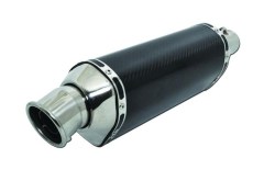 Universal Motorcycle Exhaust Muffler Carbon-Stainless Steel Hexagon L300 IN50