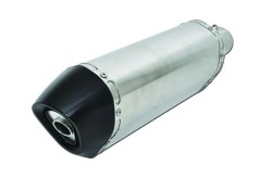 Universal Motorcycle Exhaust Muffler Stainless Steel-Aluminium Black Cap Hexagon L300 IN50