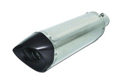 Universal Motorcycle Exhaust Muffler Stainless Steel-Aluminium Black Cap Hexagon L300 IN50