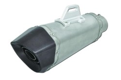 Universal Motorcycle Exhaust Muffler Stainless Steel-Aluminium Black Cap Hexagon L220 IN50