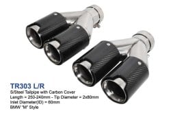 BMW M Look Stainless Steel-Carbon Dual Tips 2x80 L250-240 IN60 SET