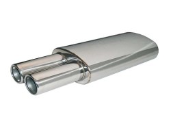 Universal Stainless Steel Exhaust Muffler with Exhaust Tips Round 2x76 Oval 210x125 60-50mm
