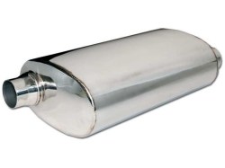 Universal Stainless Steel Exhaust Muffler Oval 210x125 OD60-50 Offcenter-Offcenter