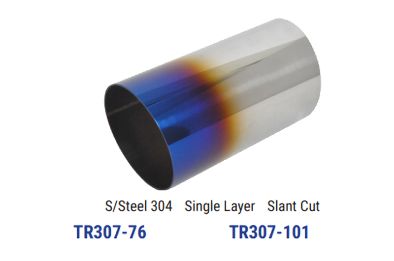 Stainless Steel Exhaust Tip D89 L190 Slant Cut Burnt